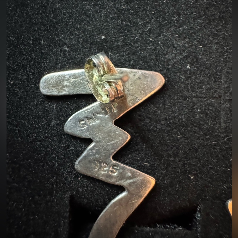 Sterling Silver Unique Artisan Zigzag Earrings - image 2